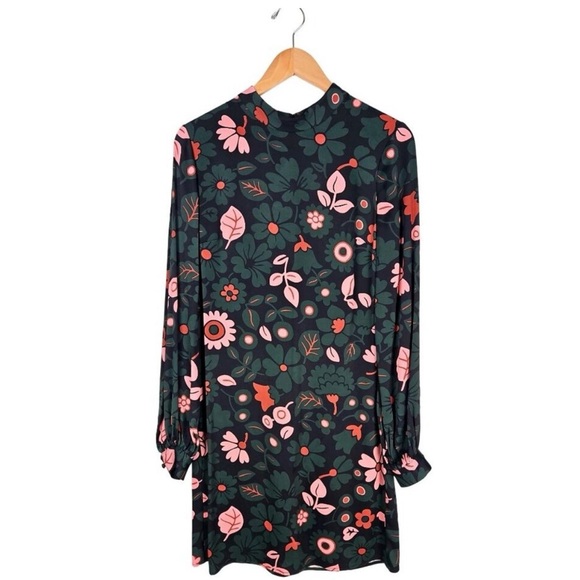 Boden Long Sleeve Dress in Green and Pink Floral - Picture 4 of 6